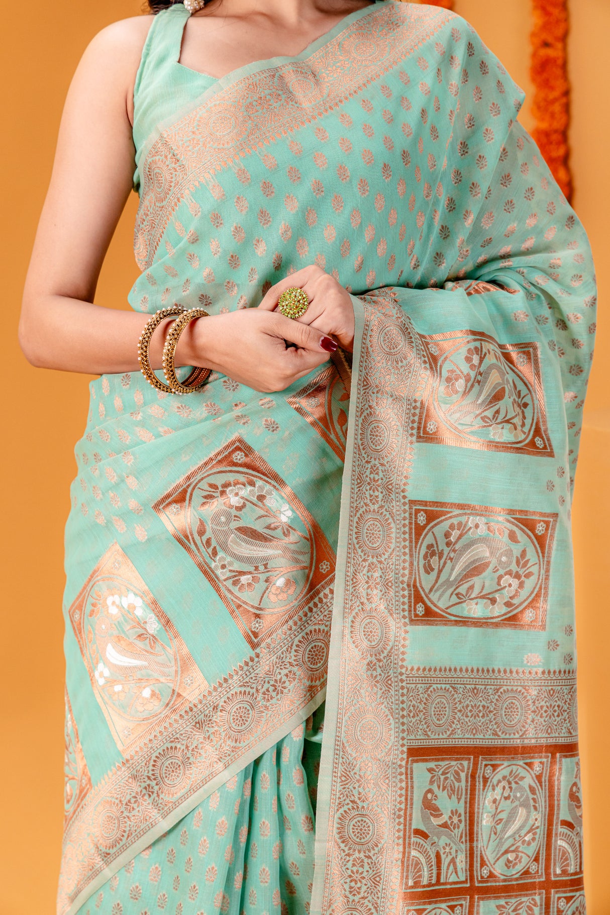 Mimosa Women's Woven Design Banarasi Style Art Silk Saree With Blouse Piece : SA00001807RMFREE