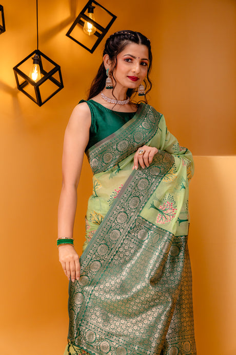 Mimosa Women's Woven Design Banarasi Style Art Silk Saree With Blouse Piece : SA00001580PSFREE