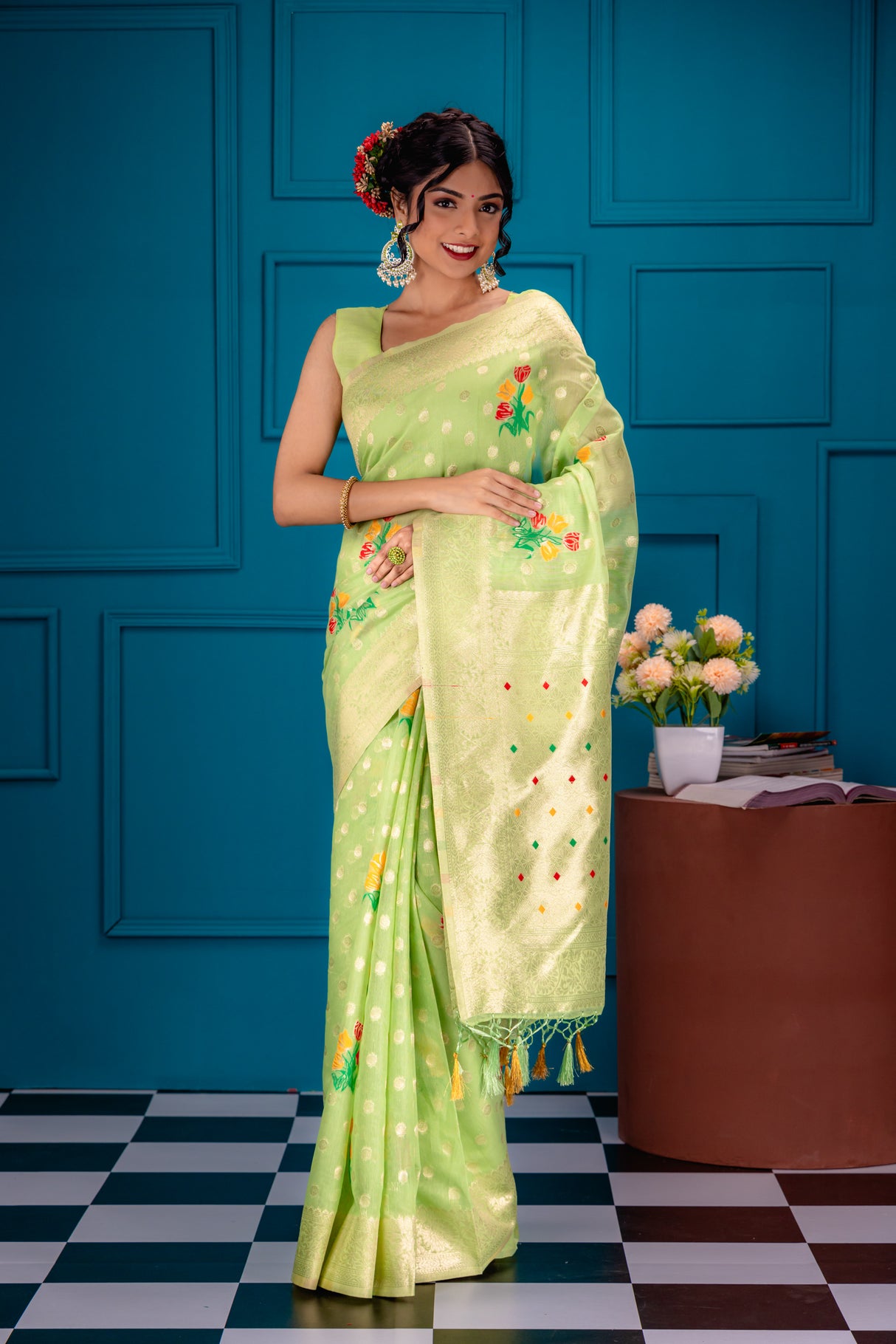 Mimosa Women's Woven Design Banarasi Style Art Silk Saree With Blouse Piece : SA00001744PSFREE