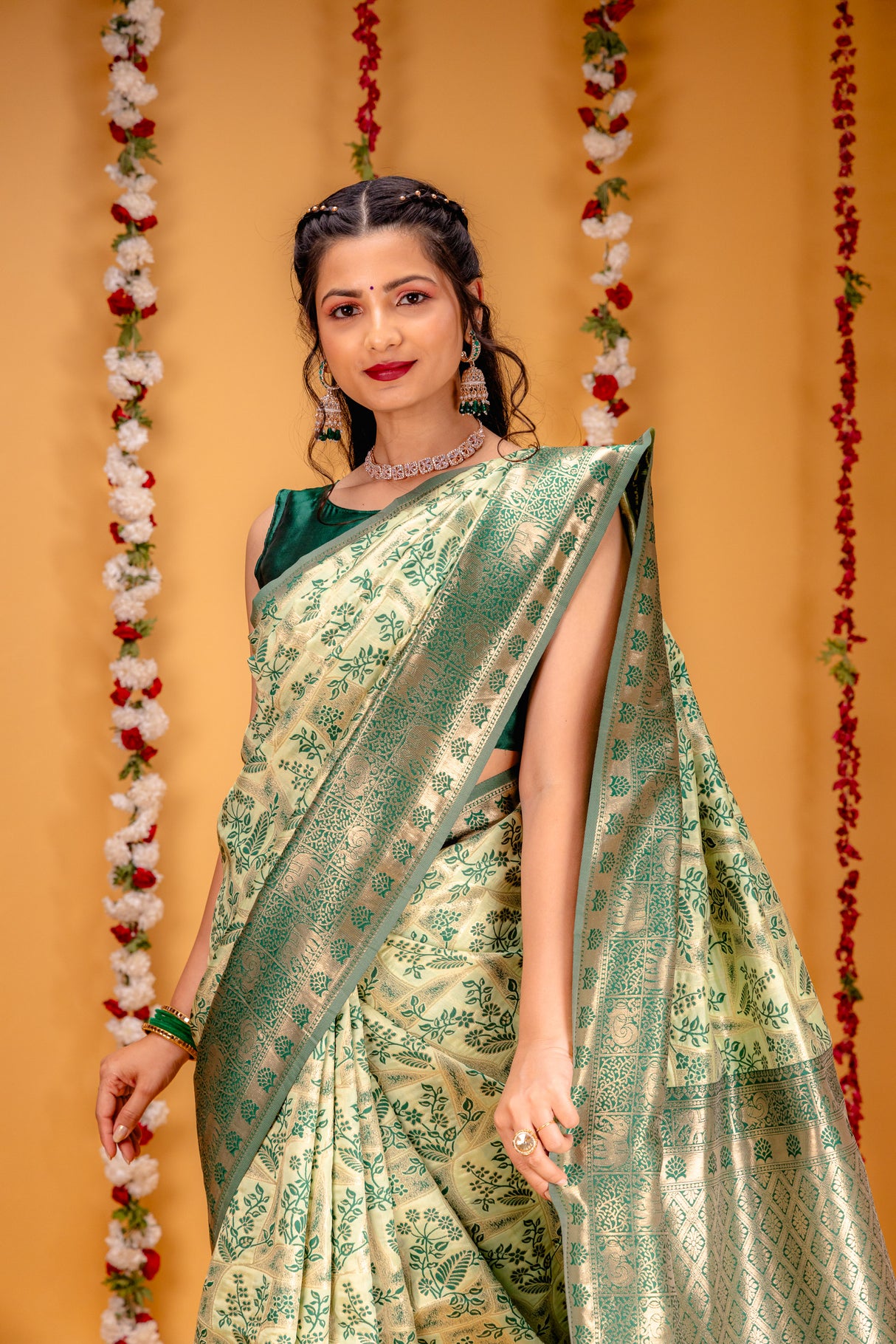 Mimosa Women's Woven Design Banarasi Style Art Silk Saree With Blouse Piece : SA00001582PSFREE