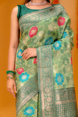Mimosa Women's Woven Design Banarasi Style Art Silk Saree With Blouse Piece : SA00001601PSFREE