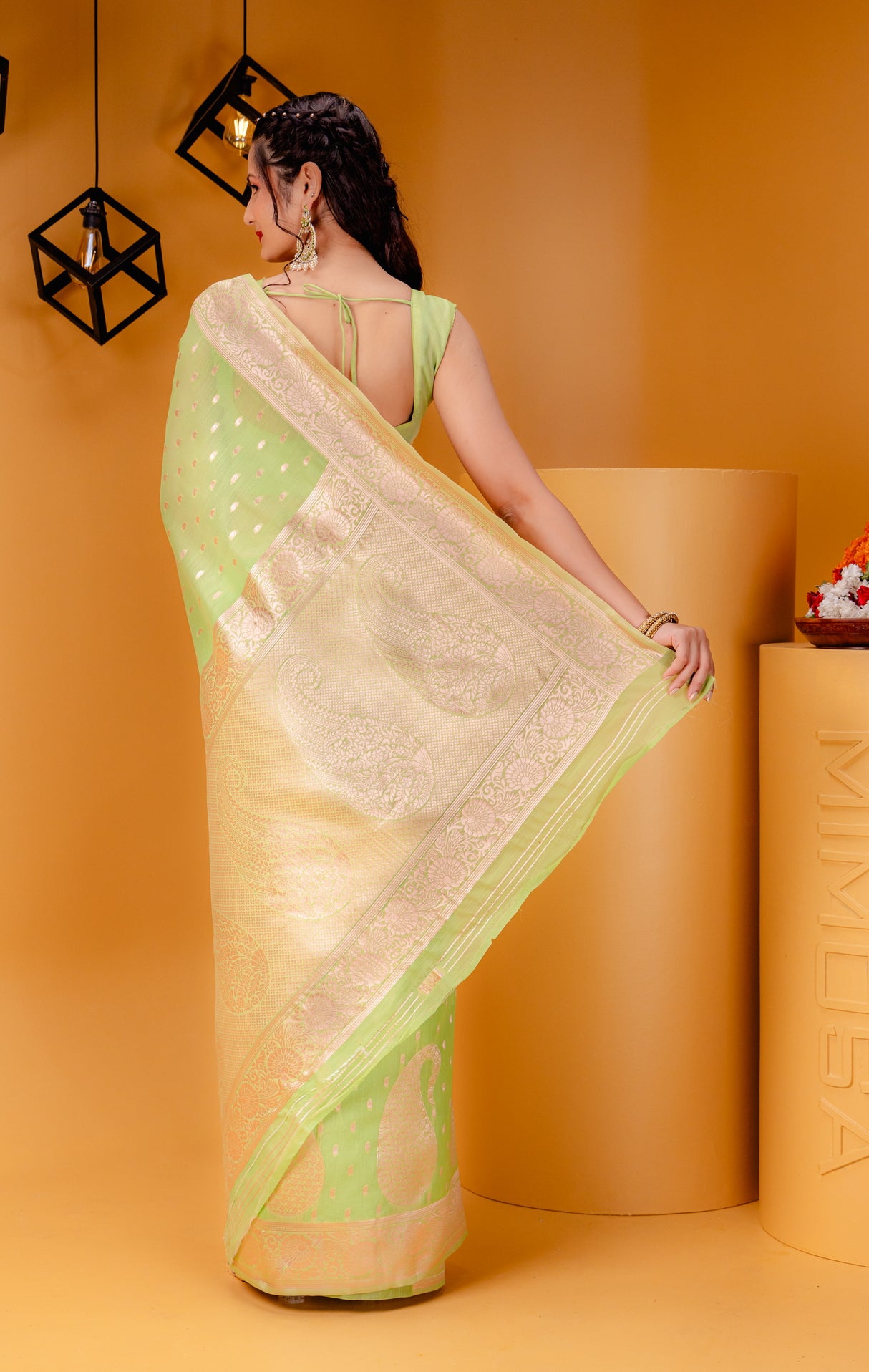 Mimosa Women's Woven Design Banarasi Style Art Silk Saree With Blouse Piece : SA00001779PSFREE