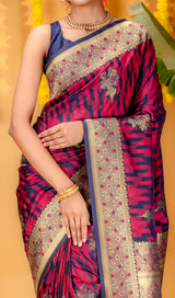 Mimosa Women's Woven Design Kanjivaram Style Art Silk Saree With Blouse Piece : SA00001647WNFREE