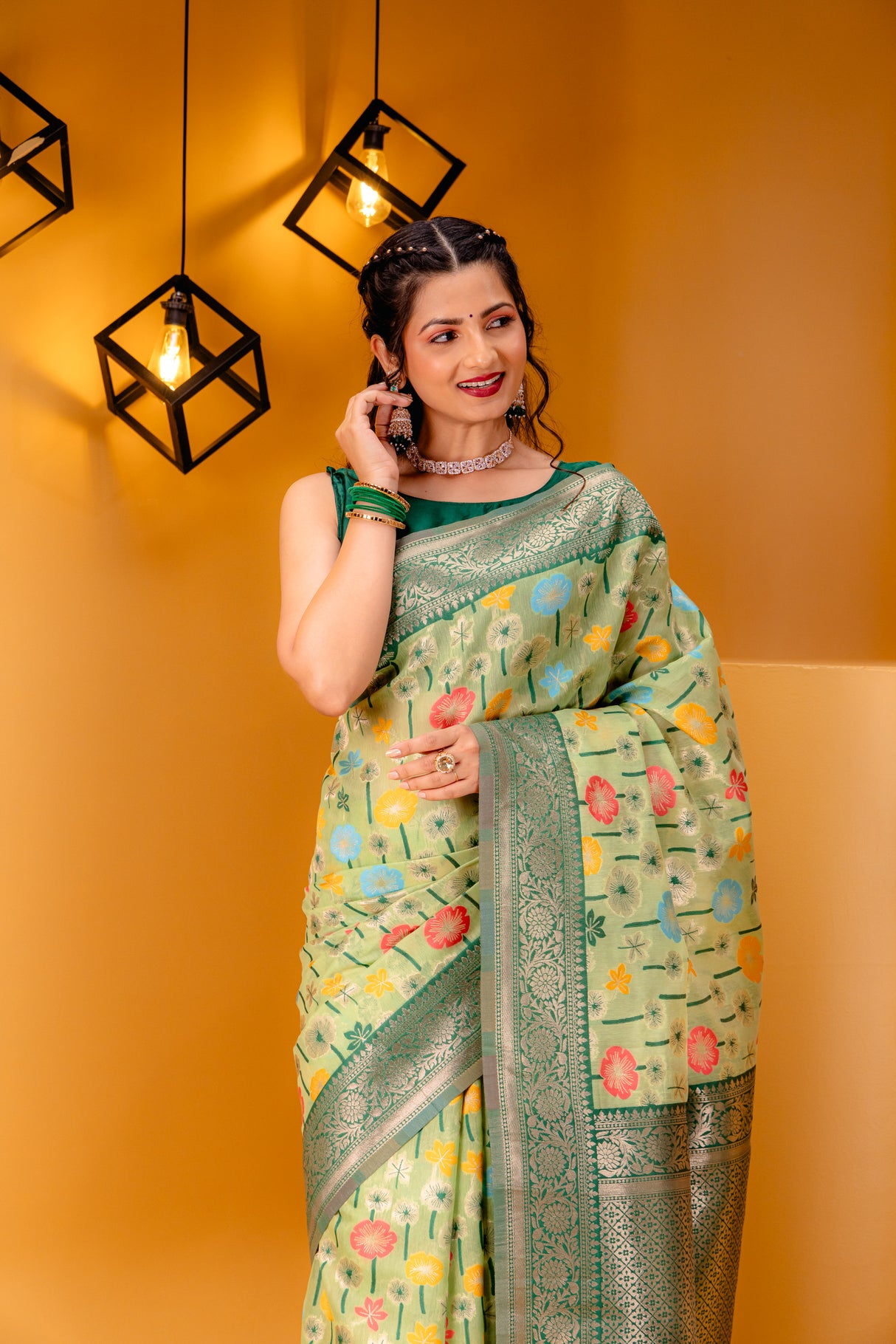 Mimosa Women's Woven Design Repated Style Art Silk Saree With Blouse Piece : SA00001583PSFREE