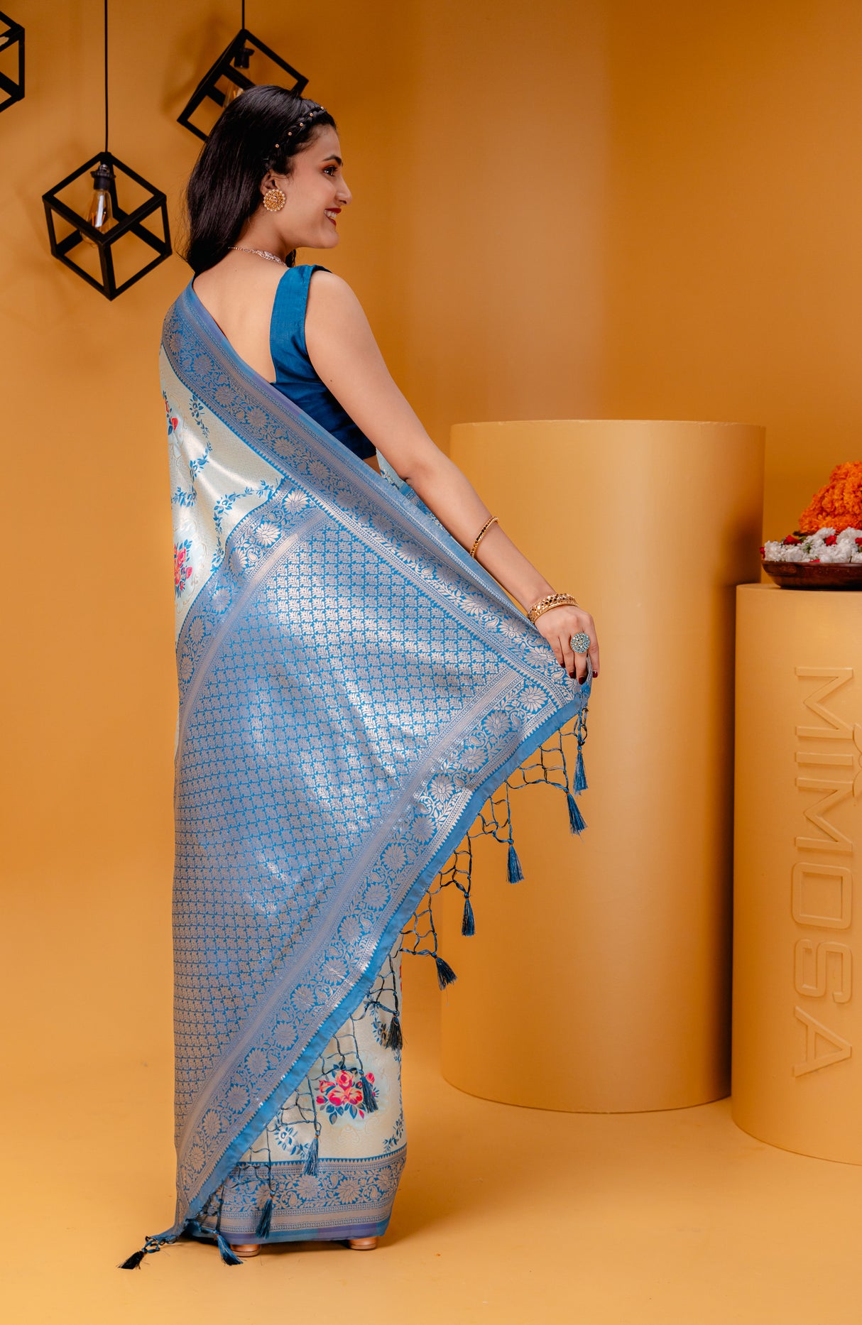 Mimosa Women's Woven Design Kanjivaram Style Art Silk Saree With Blouse Piece : SA00001626SFFREE