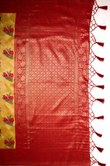 Mimosa Women's Woven Design Banarasi Style Art Silk Saree With Blouse Piece : SA00001606GDFREE