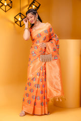 Mimosa Women's Woven Design Banarasi Style Art Silk Saree With Blouse Piece : SA00001595PCFREE