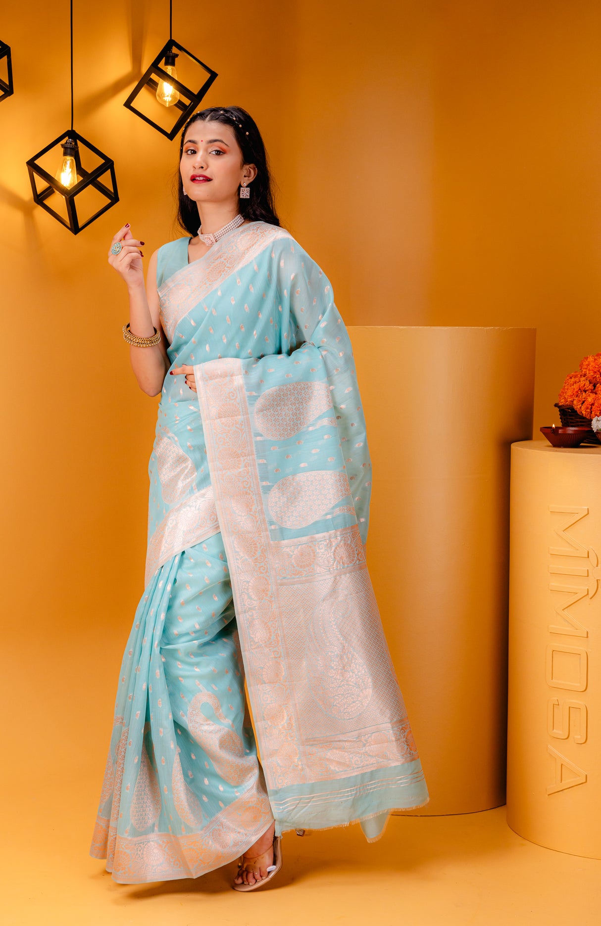 Mimosa Women's Woven Design Banarasi Style Art Silk Saree With Blouse Piece : SA00001779SFFREE