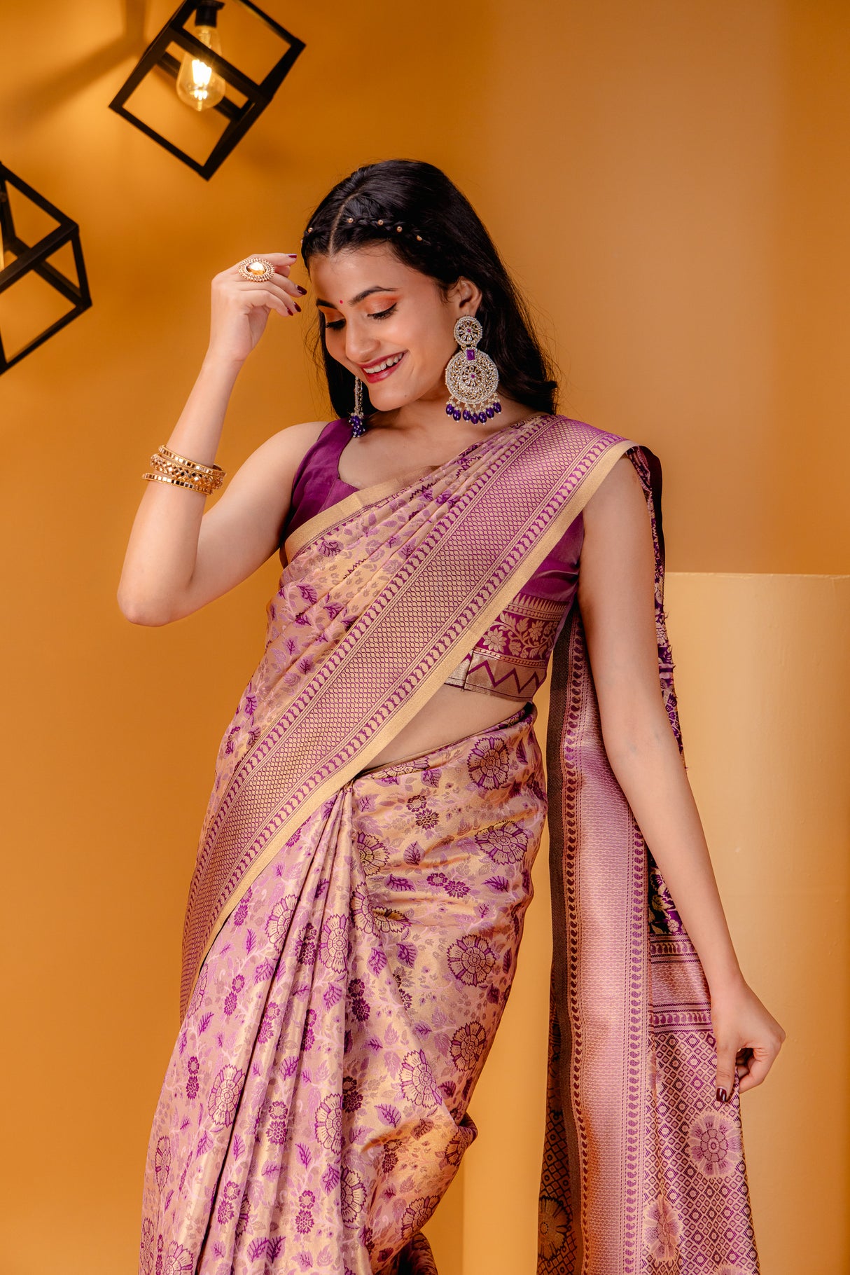 Mimosa Women's Woven Design Kanjivaram Style Art Silk Saree With Blouse Piece : SA00001621PNKFREE