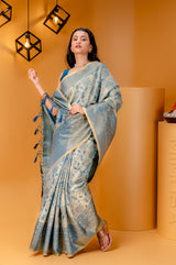 Mimosa Women's Woven Design Kanjivaram Style Art Silk Saree With Blouse Piece : SA00001621SFFREE