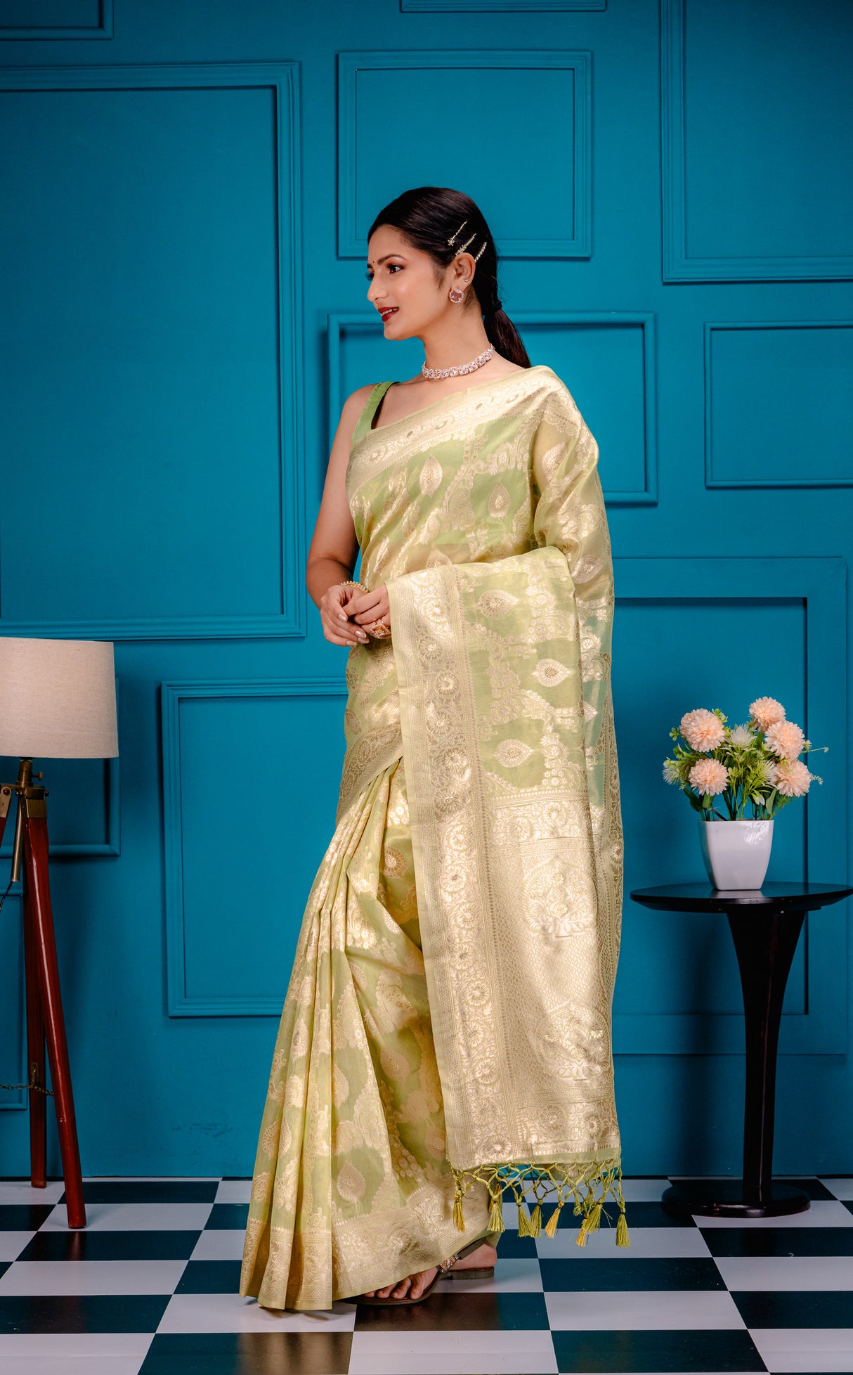 Mimosa Women's Woven Design Kanjivaram Style Art Silk Saree With Blouse Piece : SA00001594PSFREE