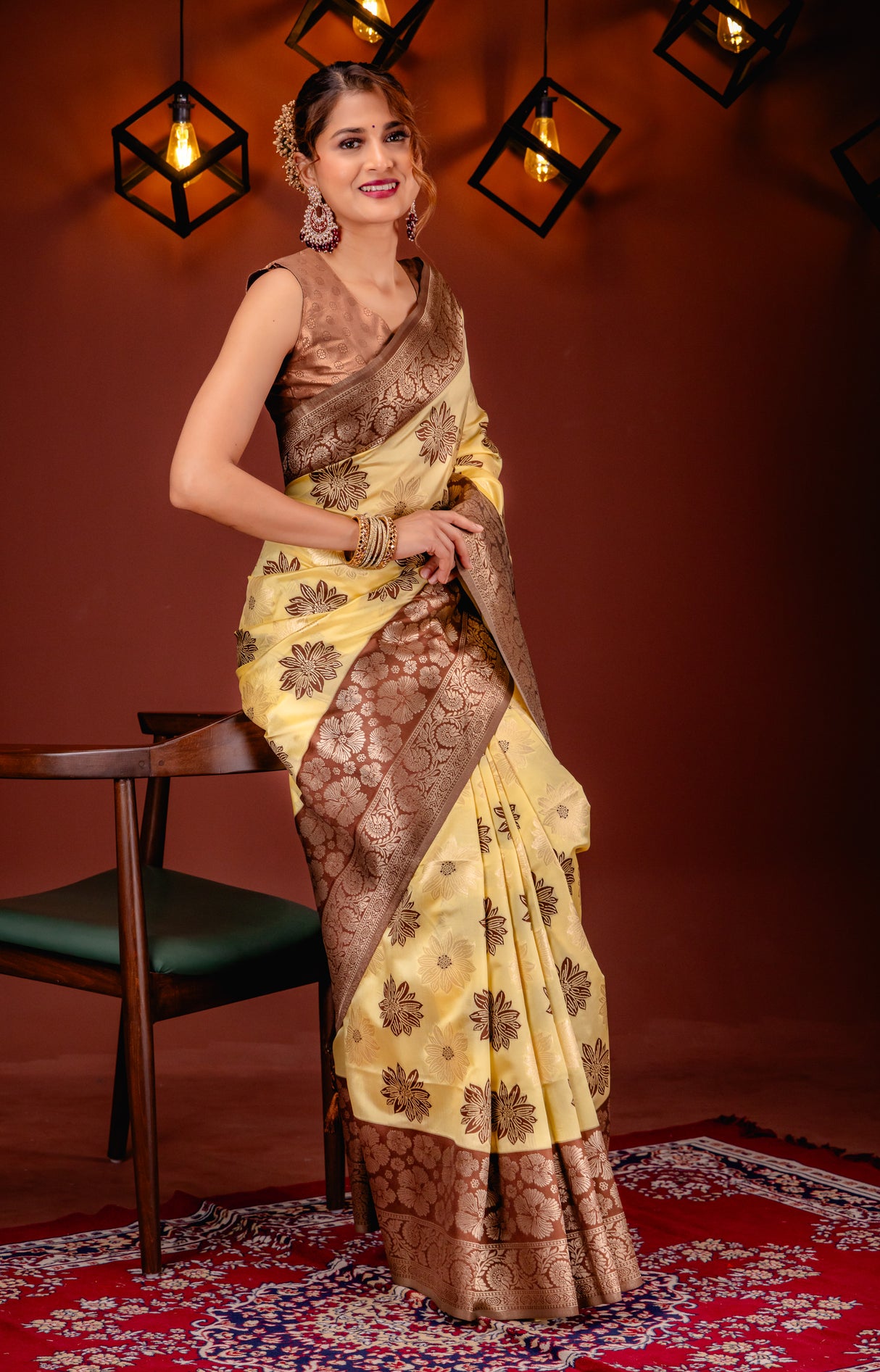Mimosa Women's Woven Design Banarasi Style Art Silk Saree With Blouse Piece : SA00001590YLWFREE