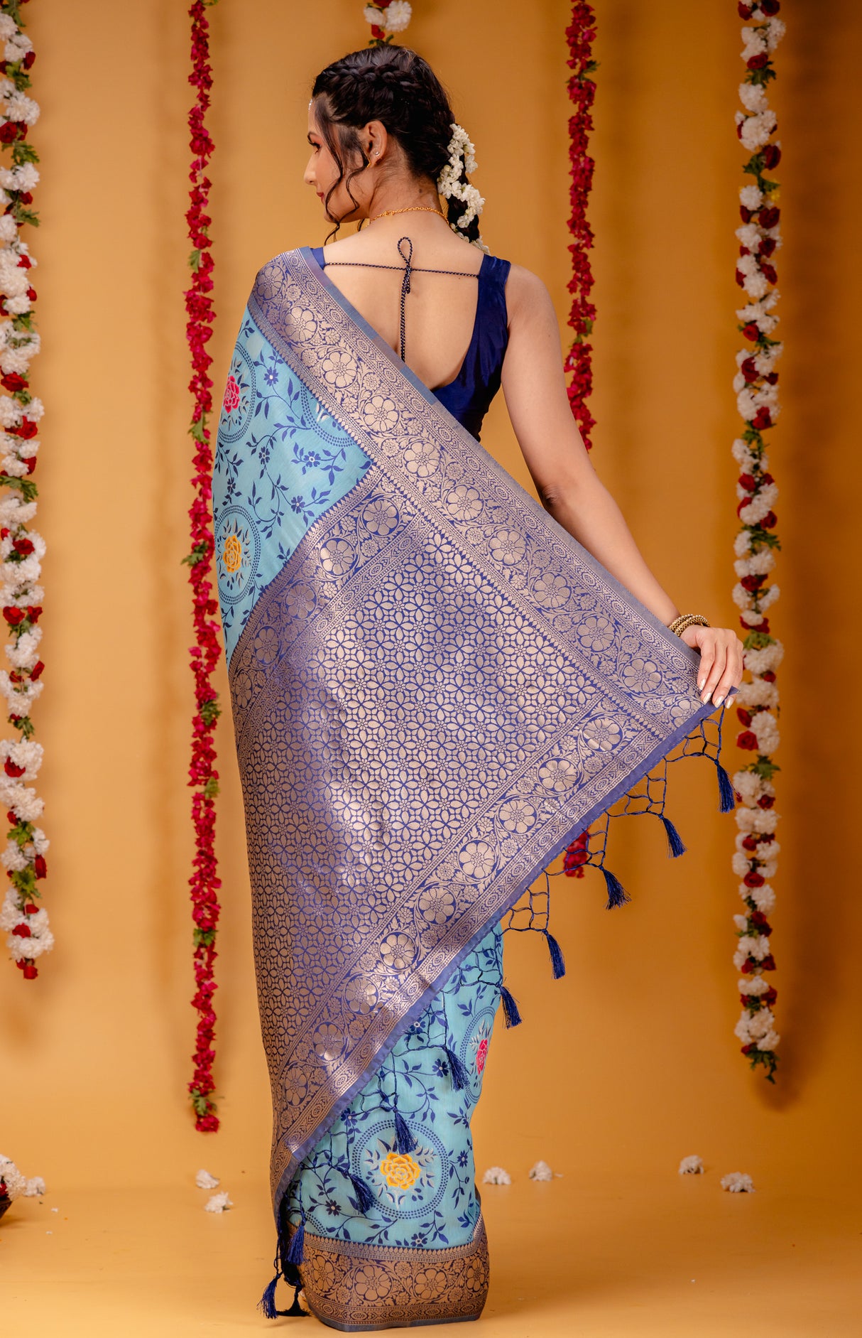 Mimosa Women's Woven Design Kanjivaram Style Art Silk Saree With Blouse Piece : SA00001599SFFREE