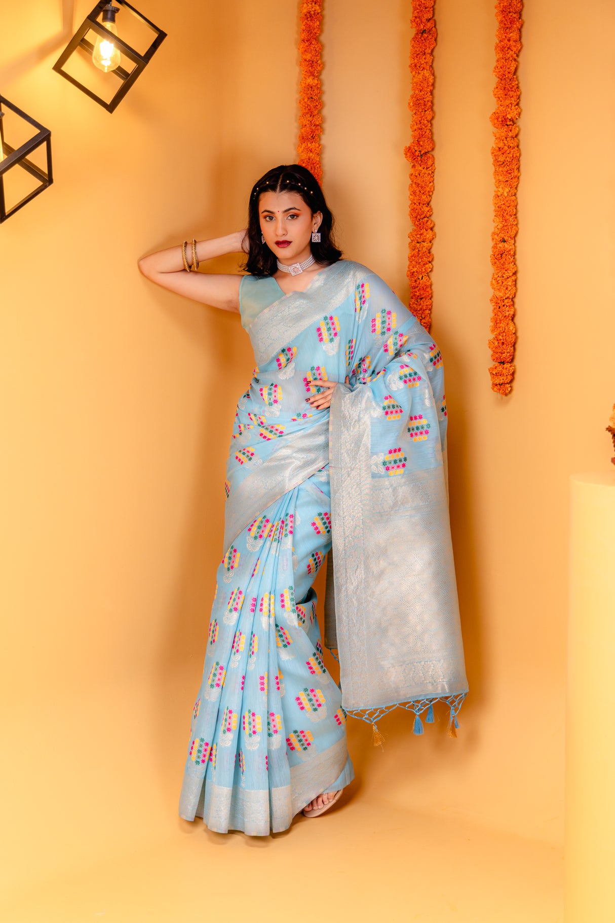 Mimosa Women's Woven Design Banarasi Style Art Silk Saree With Blouse Piece : SA00001595SFFREE