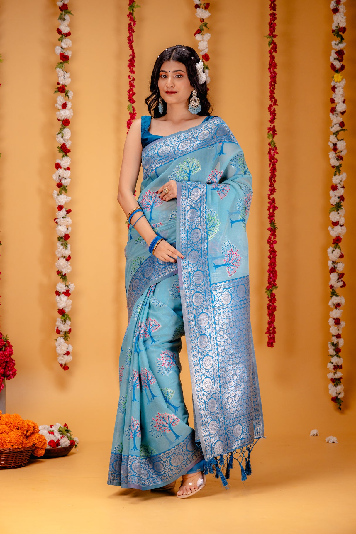 Mimosa Women's Woven Design Banarasi Style Art Silk Saree With Blouse Piece : SA00001580SFFREE