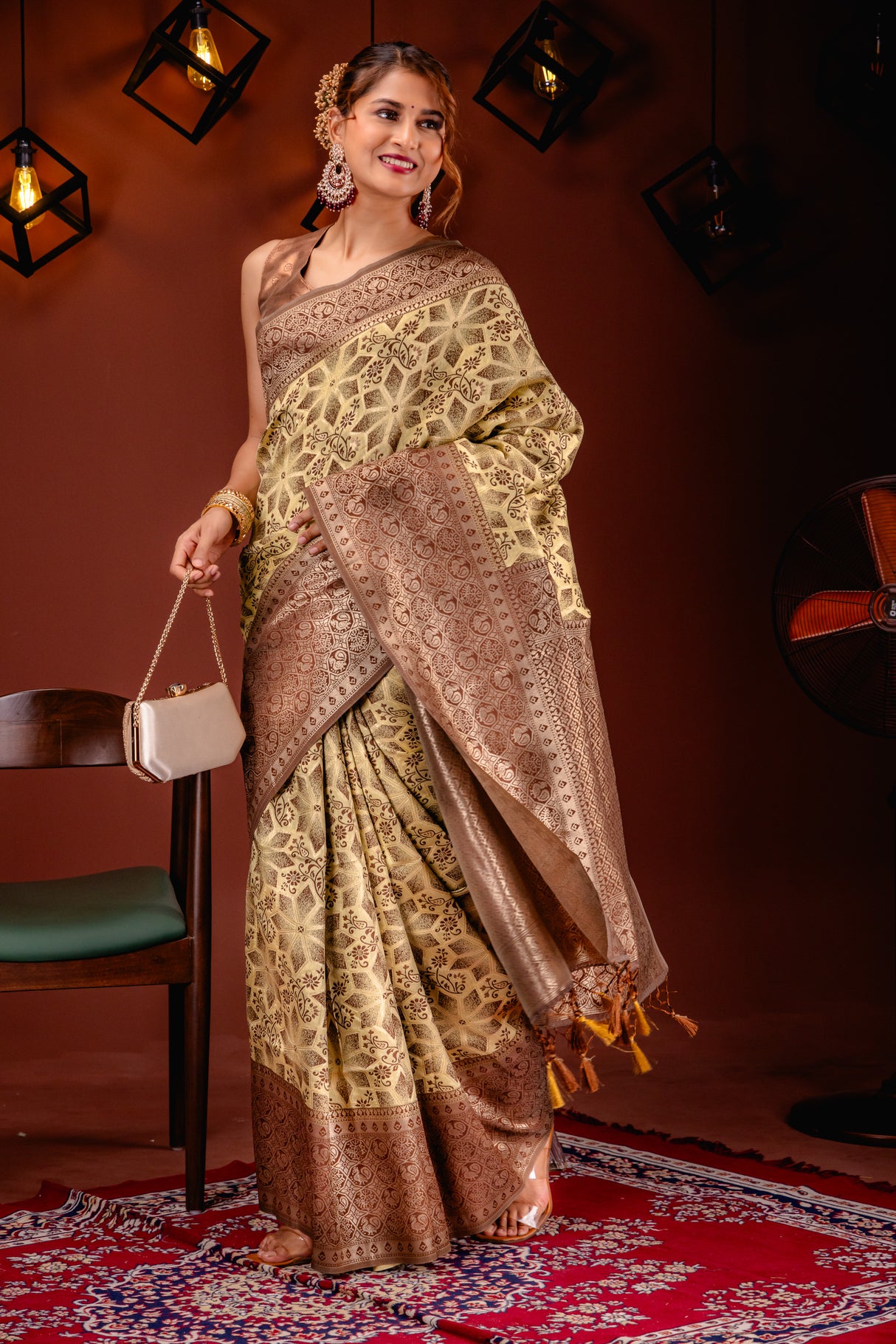 Mimosa Women's Woven Design Kanjivaram Style Art Silk Saree With Blouse Piece : SA00001587YLWFREE