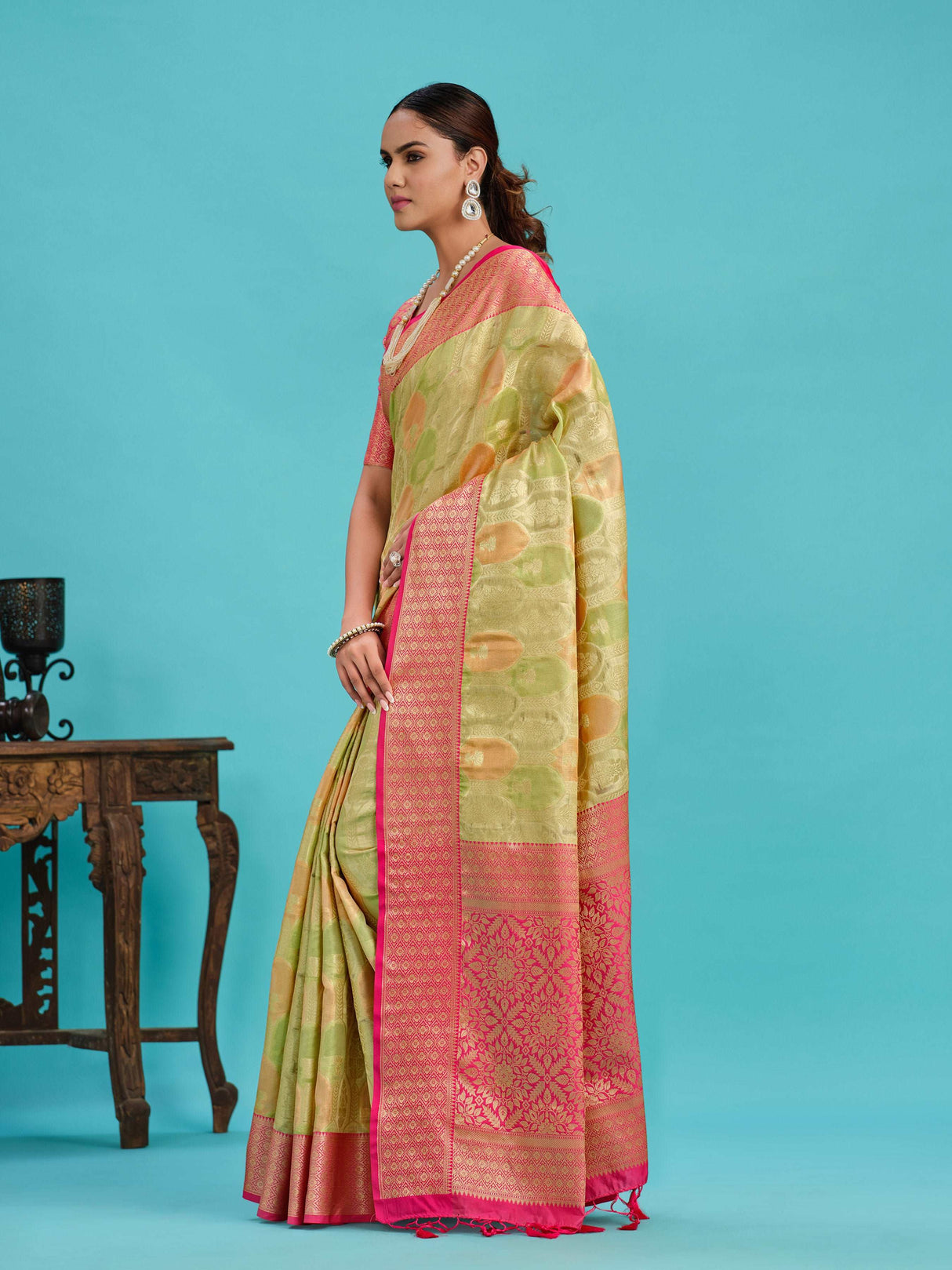 Mimosa Women's Woven Design Banarasi Art Silk Saree With Blouse Piece : SA00001244TSFREE