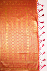 Mimosa Women's Woven Design Kanjivaram Style Art Silk Saree With Blouse Piece : SA00001607GDFREE