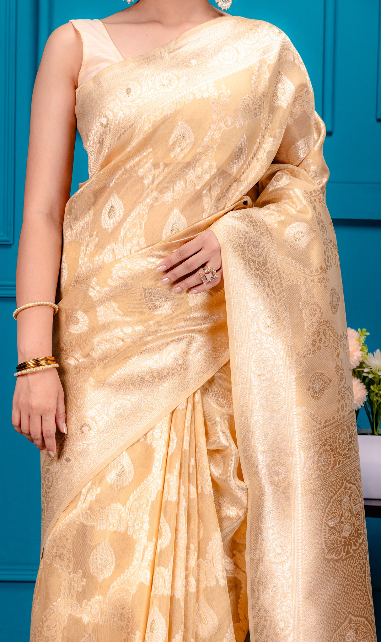 Mimosa Women's Woven Design Kanjivaram Style Art Silk Saree With Blouse Piece : SA00001594CKFREE