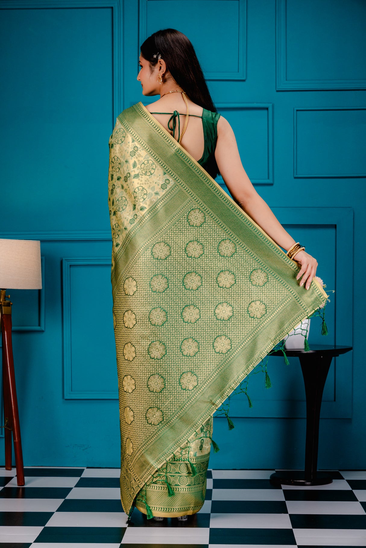 Mimosa Women's Woven Design Kanjivaram Style Art Silk Saree With Blouse Piece : SA00001621PSFREE