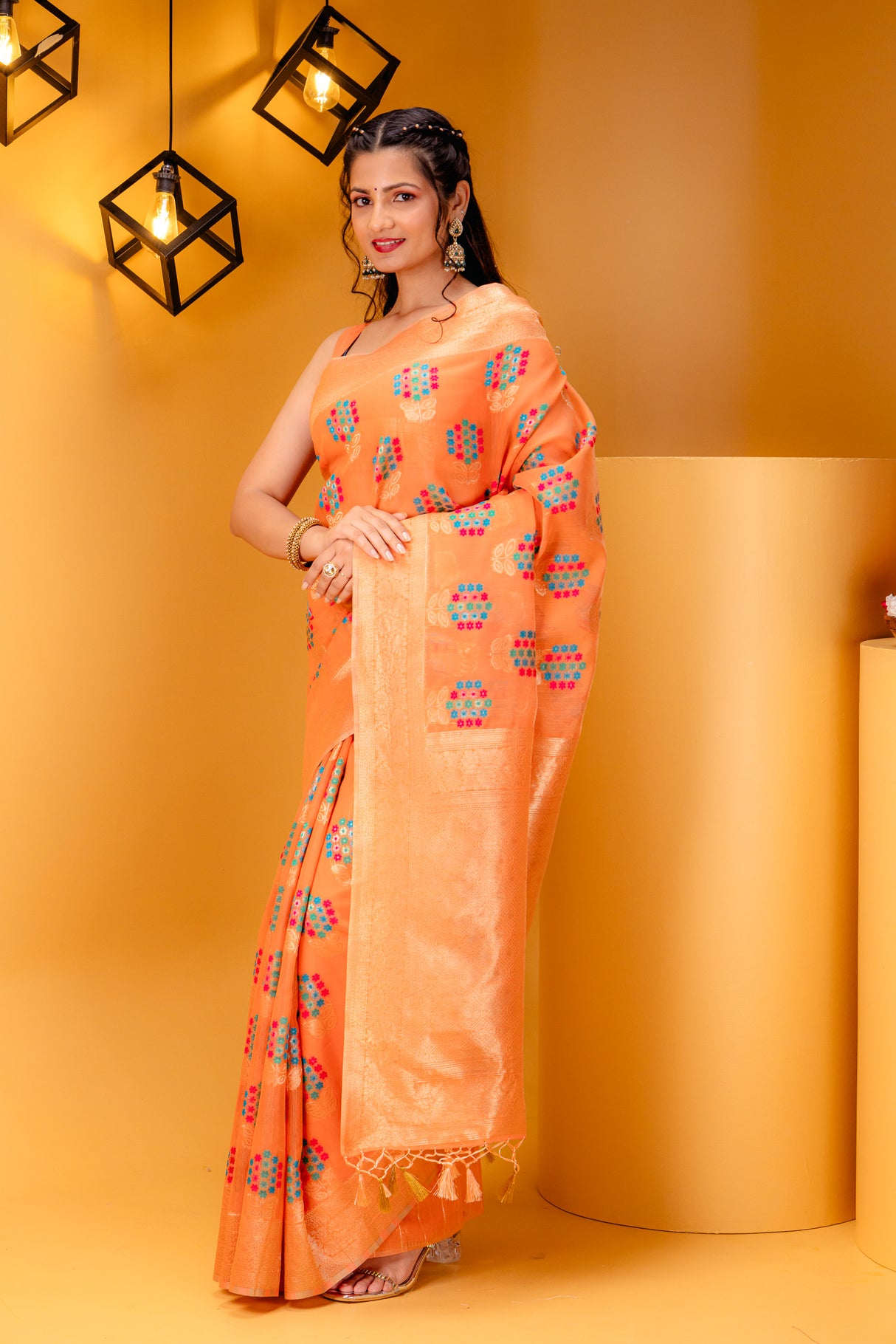 Mimosa Women's Woven Design Banarasi Style Art Silk Saree With Blouse Piece : SA00001595PCFREE