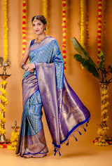 Mimosa Women's Woven Design Kanjivaram Style Art Silk Saree With Blouse Piece : SA00001609SFFREE