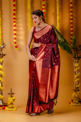 Mimosa Women's Woven Design Kanjivaram Style Art Silk Saree With Blouse Piece : SA00001700MRFREE