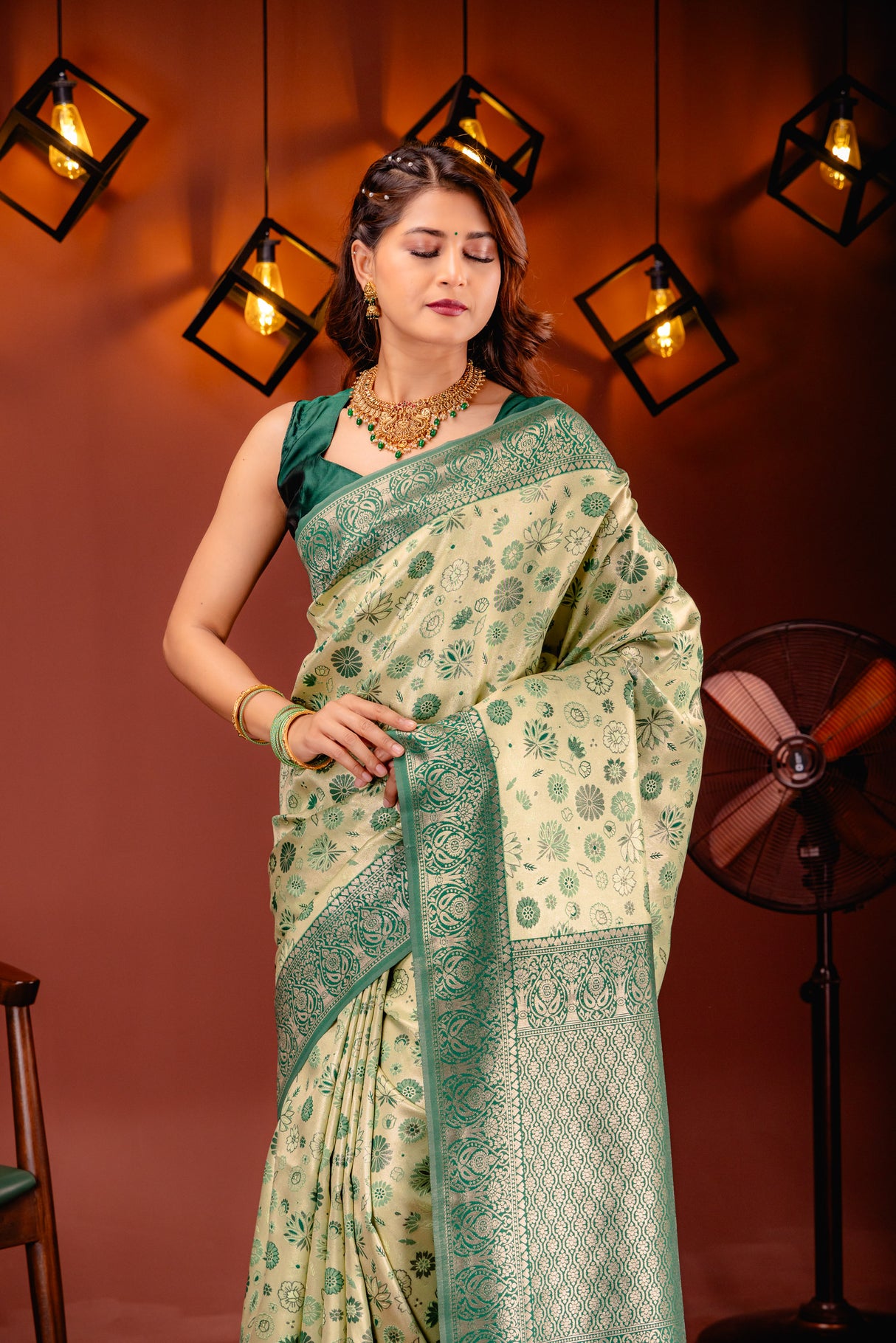 Mimosa Women's Woven Design Kanjivaram Style Art Silk Saree With Blouse Piece : SA00001591PSFREE