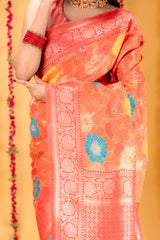 Mimosa Women's Woven Design Banarasi Style Art Silk Saree With Blouse Piece : SA00001601PCFREE