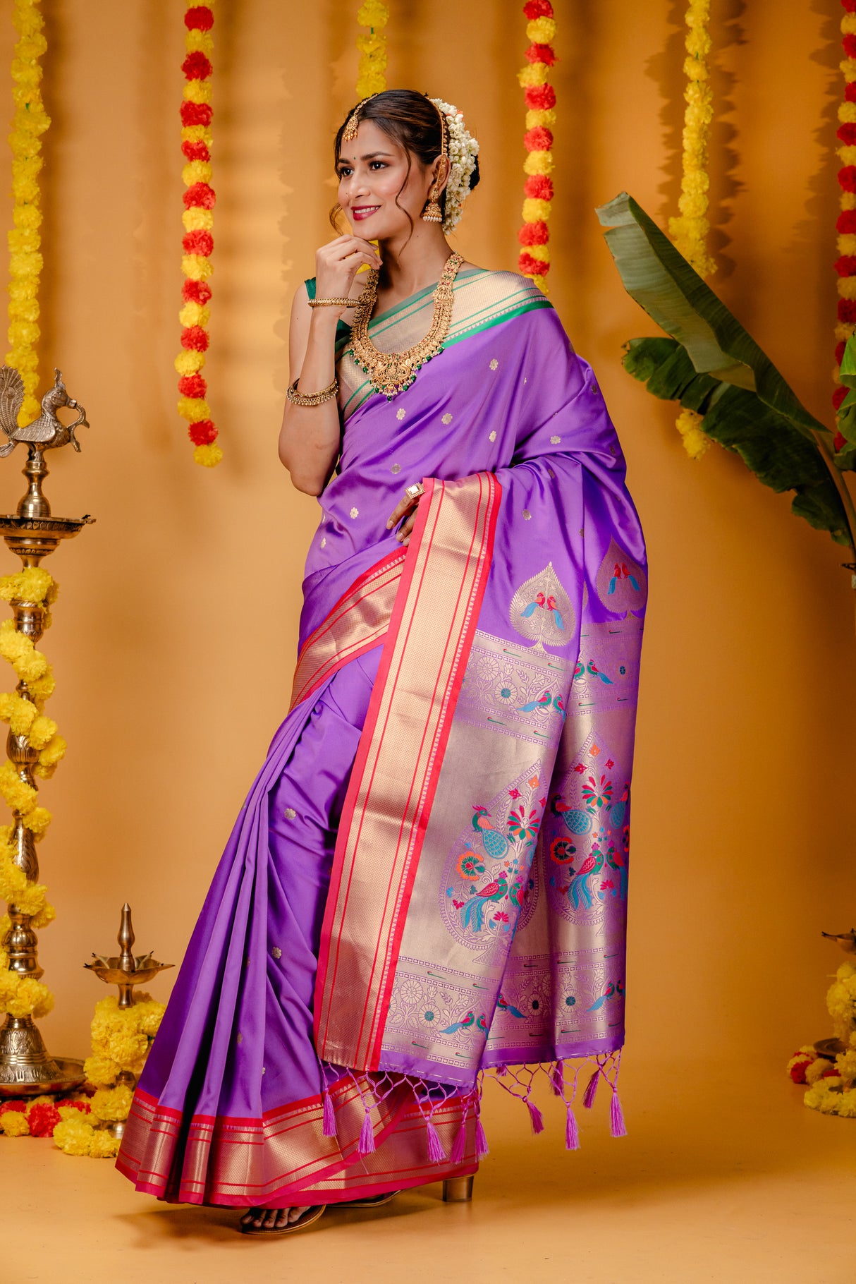 Mimosa Women's Woven Design Paithani Style Art Silk Saree With Blouse Piece : SA00001695LVFREE