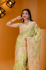 Mimosa Women's Woven Design Banarasi Style Art Silk Saree With Blouse Piece : SA00001806PSFREE