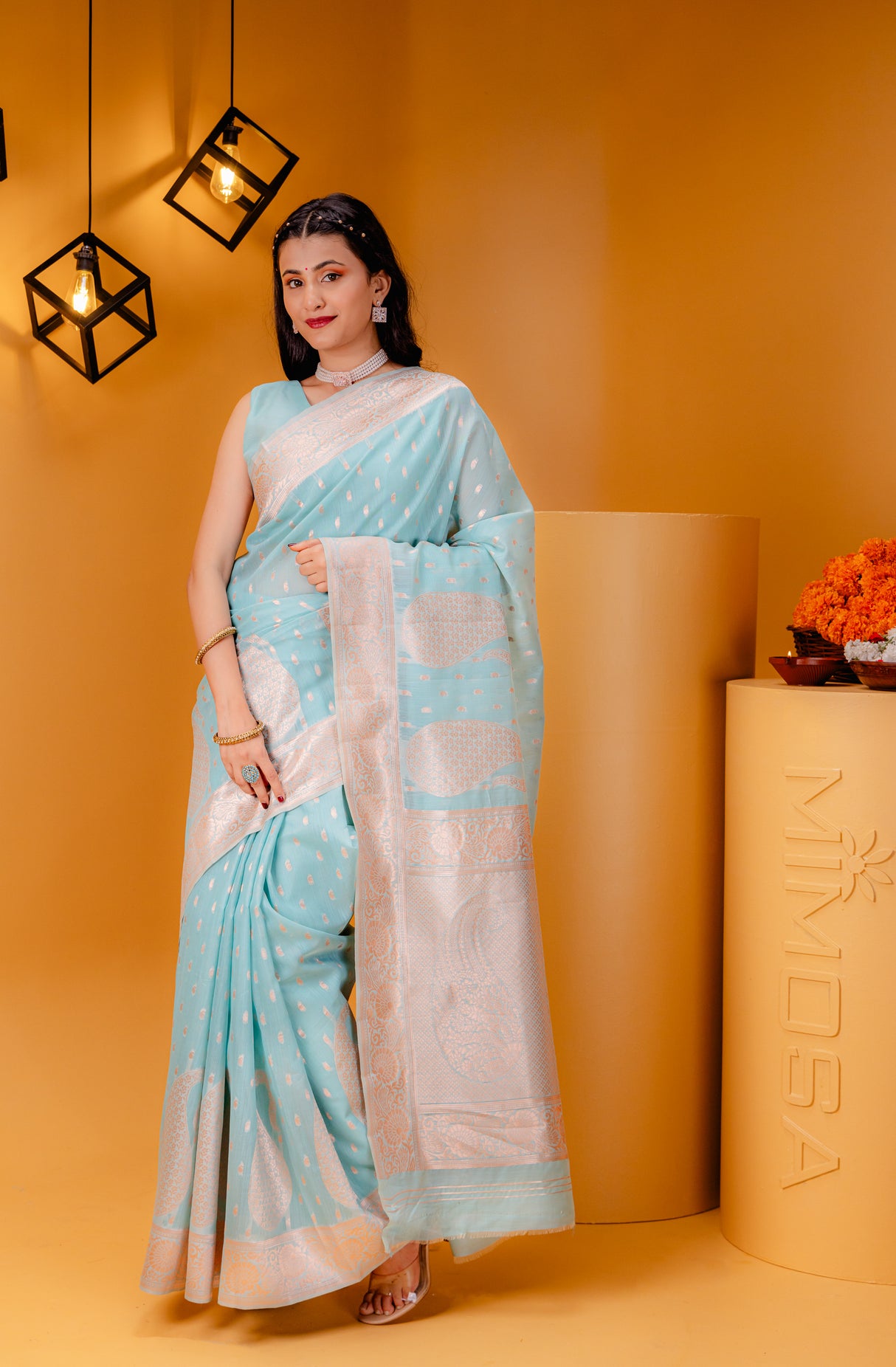 Mimosa Women's Woven Design Banarasi Style Art Silk Saree With Blouse Piece : SA00001779SFFREE