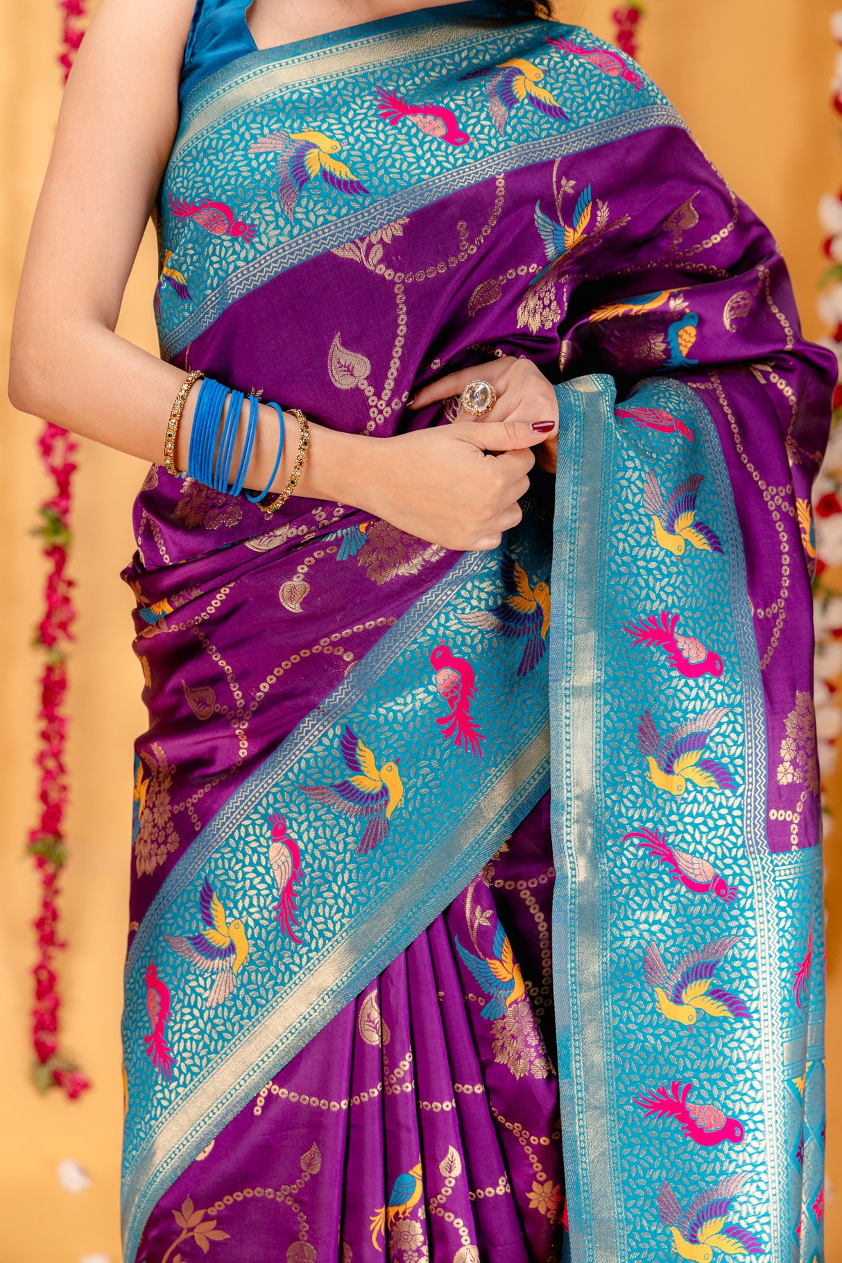 Mimosa Women's Woven Design Kanjivaram Style Art Silk Saree With Blouse Piece : SA00001605MJFREE