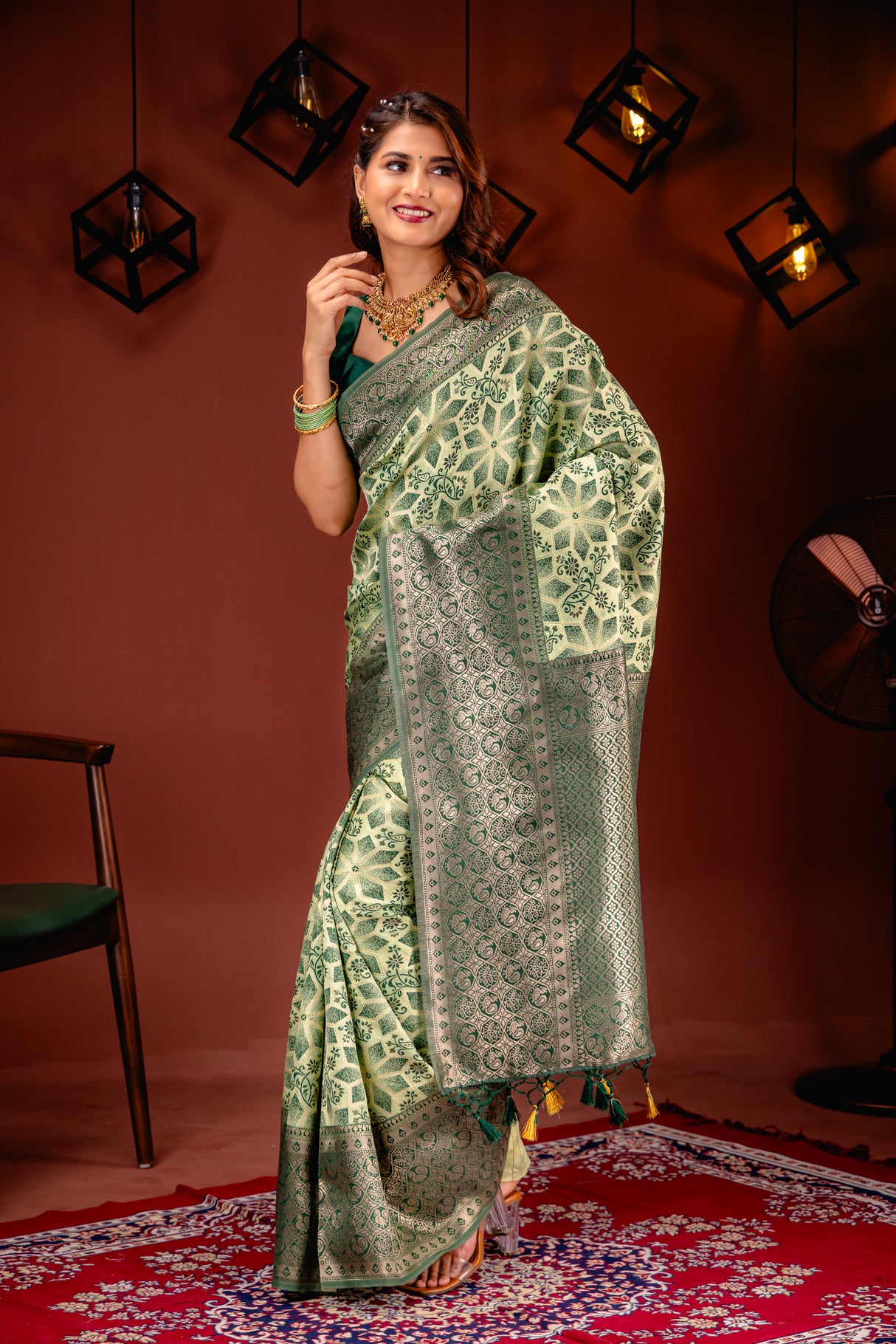 Mimosa Women's Woven Design Kanjivaram Style Art Silk Saree With Blouse Piece : SA00001587PSFREE