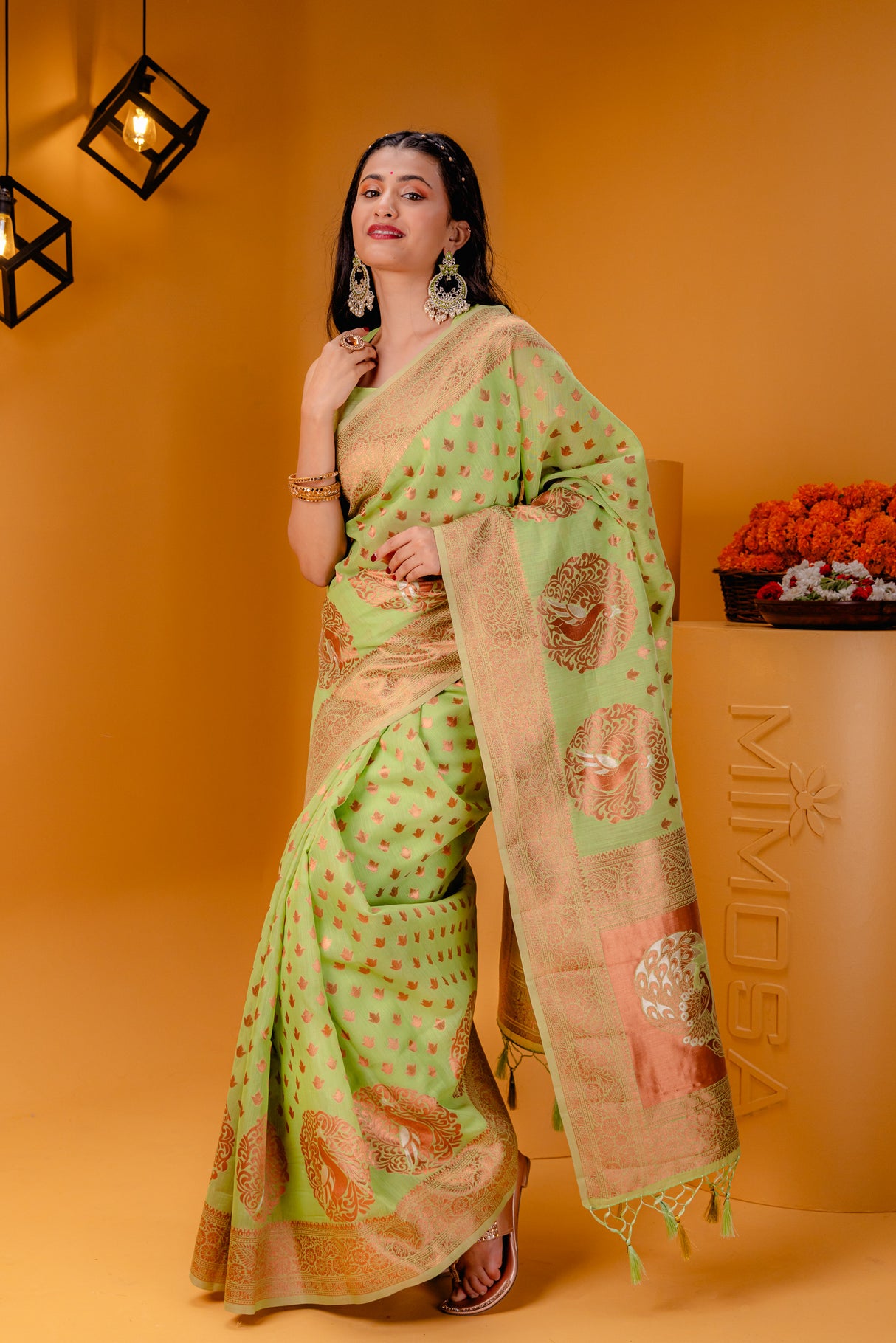 Mimosa Women's Woven Design Banarasi Style Art Silk Saree With Blouse Piece : SA00001808LRFREE