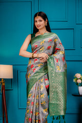 Mimosa Women's Woven Design Patola Style Art Silk Saree With Blouse Piece : SA00001656GYFREE