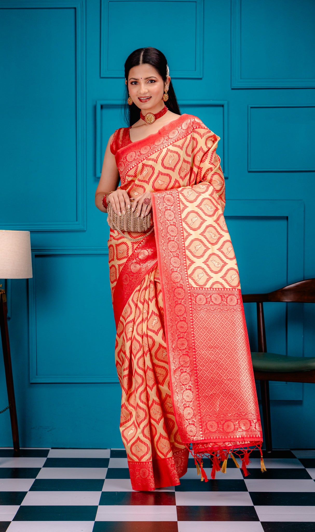 Mimosa Women's Woven Design Banarasi Style Art Silk Saree With Blouse Piece : SA00001588YLWFREE