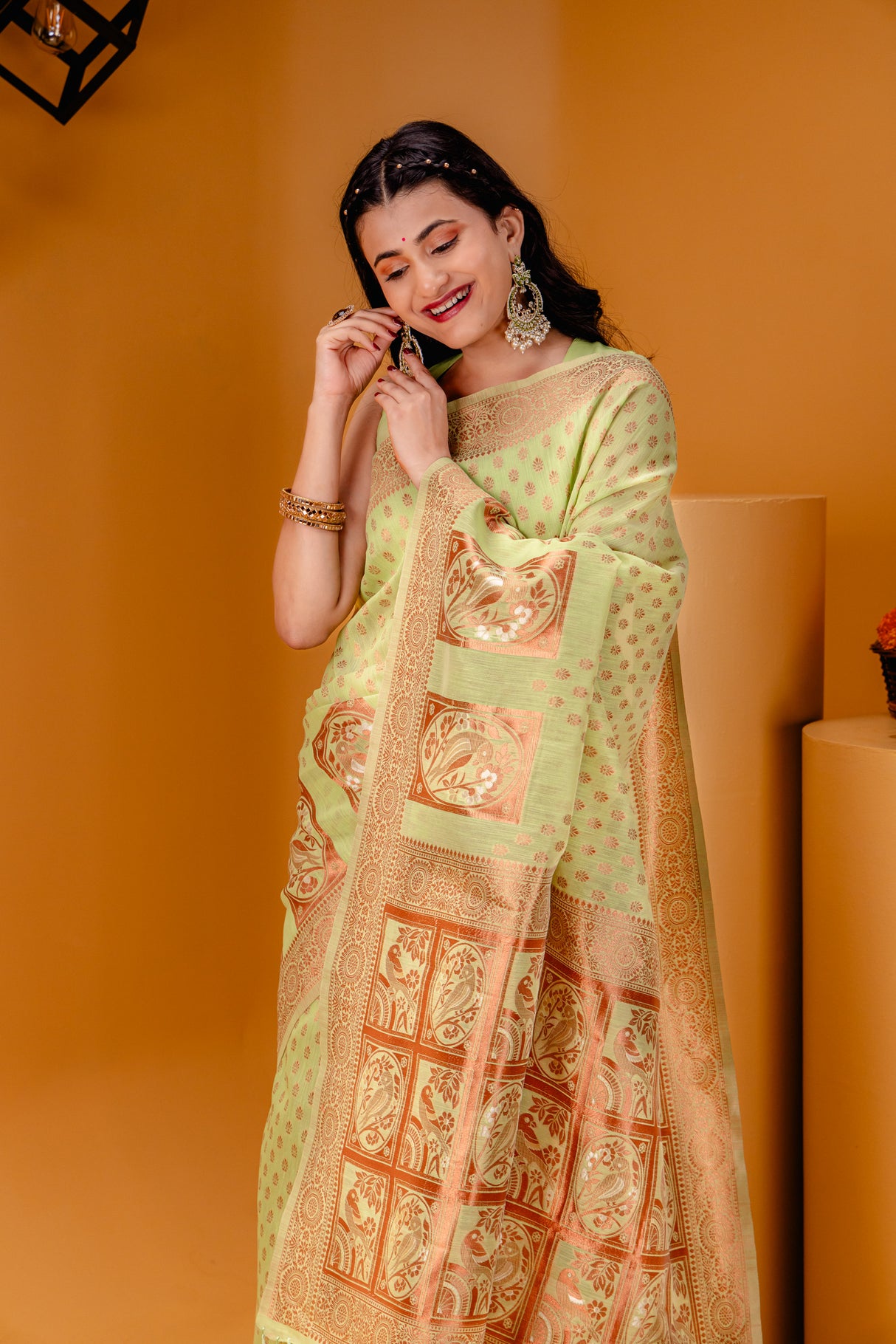 Mimosa Women's Woven Design Banarasi Style Art Silk Saree With Blouse Piece : SA00001807LRFREE