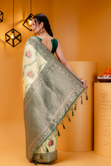 Mimosa Women's Woven Design Kanjivaram Style Art Silk Saree With Blouse Piece : SA00001626PSFREE