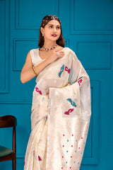 Mimosa Women's Woven Design Banarasi Style Art Silk Saree With Blouse Piece : SA00001739HWFREE