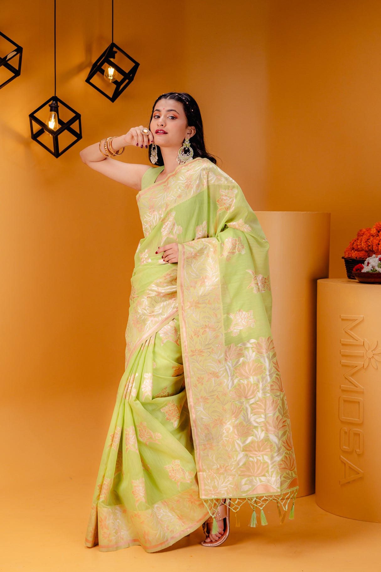 Mimosa Women's Woven Design Banarasi Style Art Silk Saree With Blouse Piece : SA00001805PSFREE