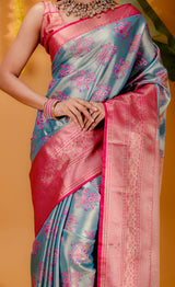 Mimosa Women's Woven Design Kanjivaram Style Art Silk Saree With Blouse Piece : SA00001818ANFREE