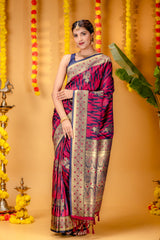 Mimosa Women's Woven Design Kanjivaram Style Art Silk Saree With Blouse Piece : SA00001647WNFREE