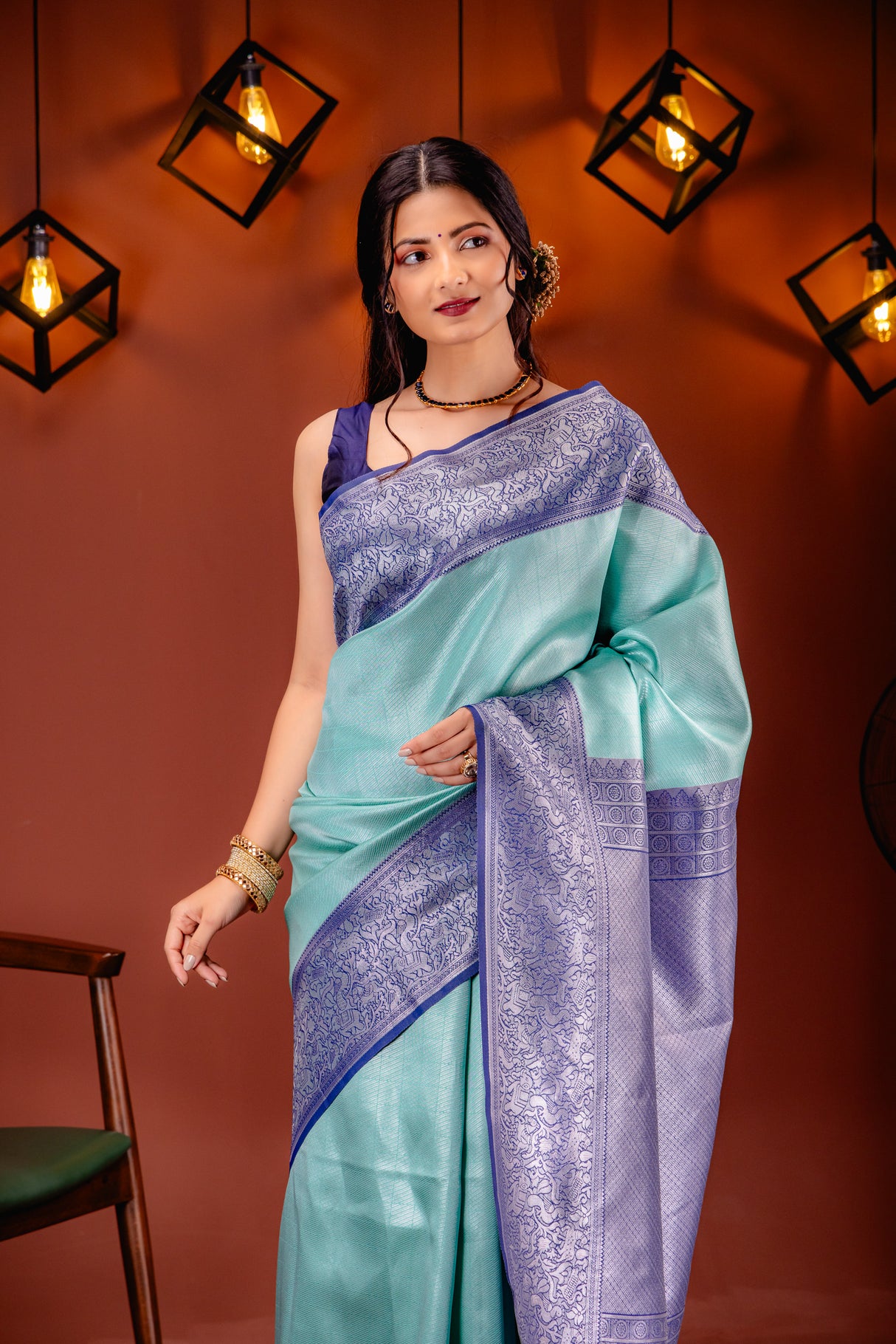 Mimosa Women's Woven Design Kanjivaram Style Art Silk Saree With Blouse Piece : SA00001761RMFREE