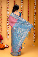 Mimosa Women's Woven Design Kanjivaram Style Art Silk Saree With Blouse Piece : SA00001586GJFREE