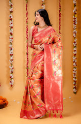 Mimosa Women's Woven Design Banarasi Style Art Silk Saree With Blouse Piece : SA00001606PCFREE