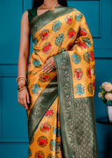 Mimosa Women's Woven Design Patola Style Art Silk Saree With Blouse Piece : SA00001656GDFREE