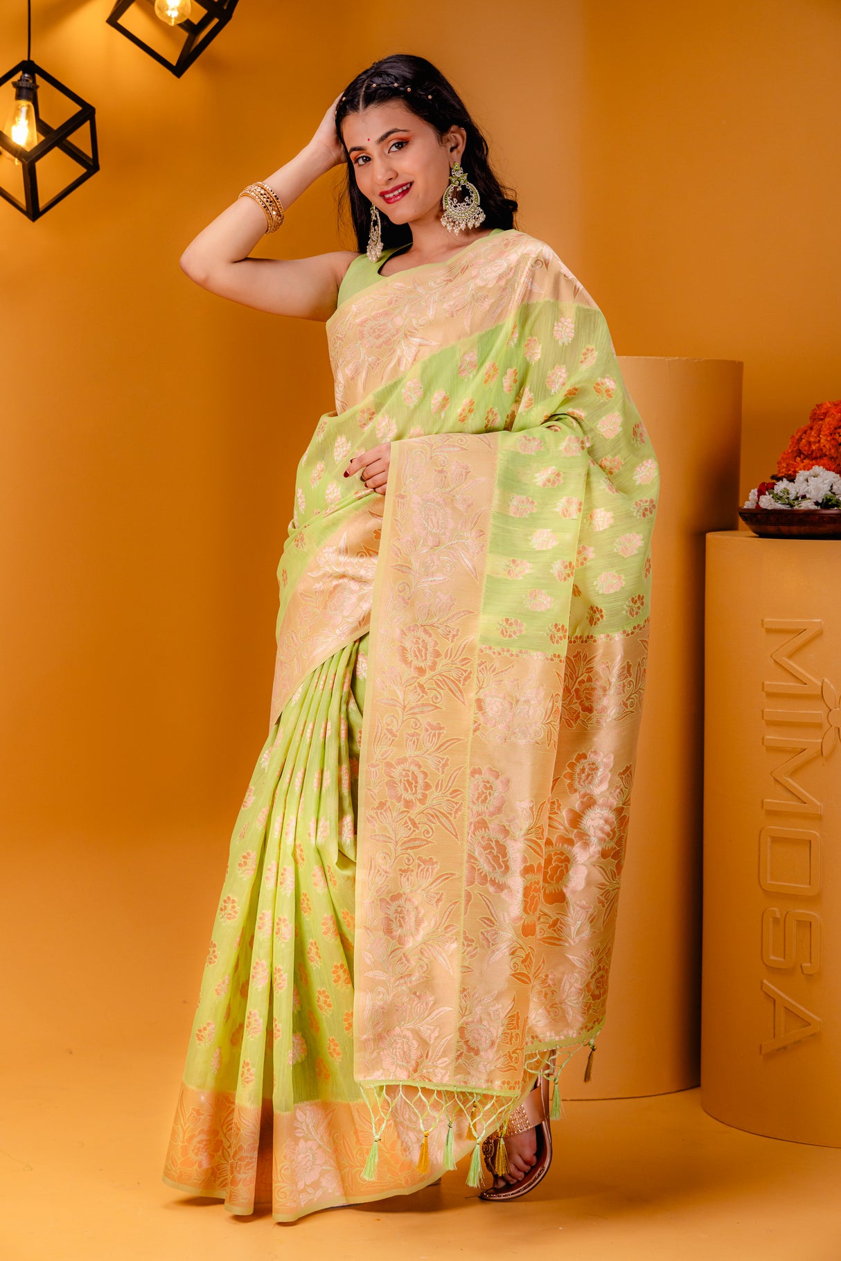 Mimosa Women's Woven Design Banarasi Style Art Silk Saree With Blouse Piece : SA00001804PSFREE