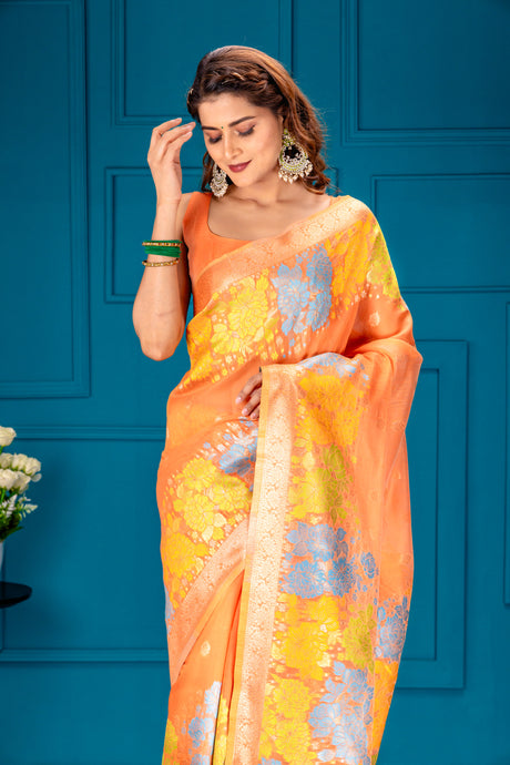 Mimosa Women's Woven Design Banarasi Style Art Silk Saree With Blouse Piece : SA00001730PCFREE