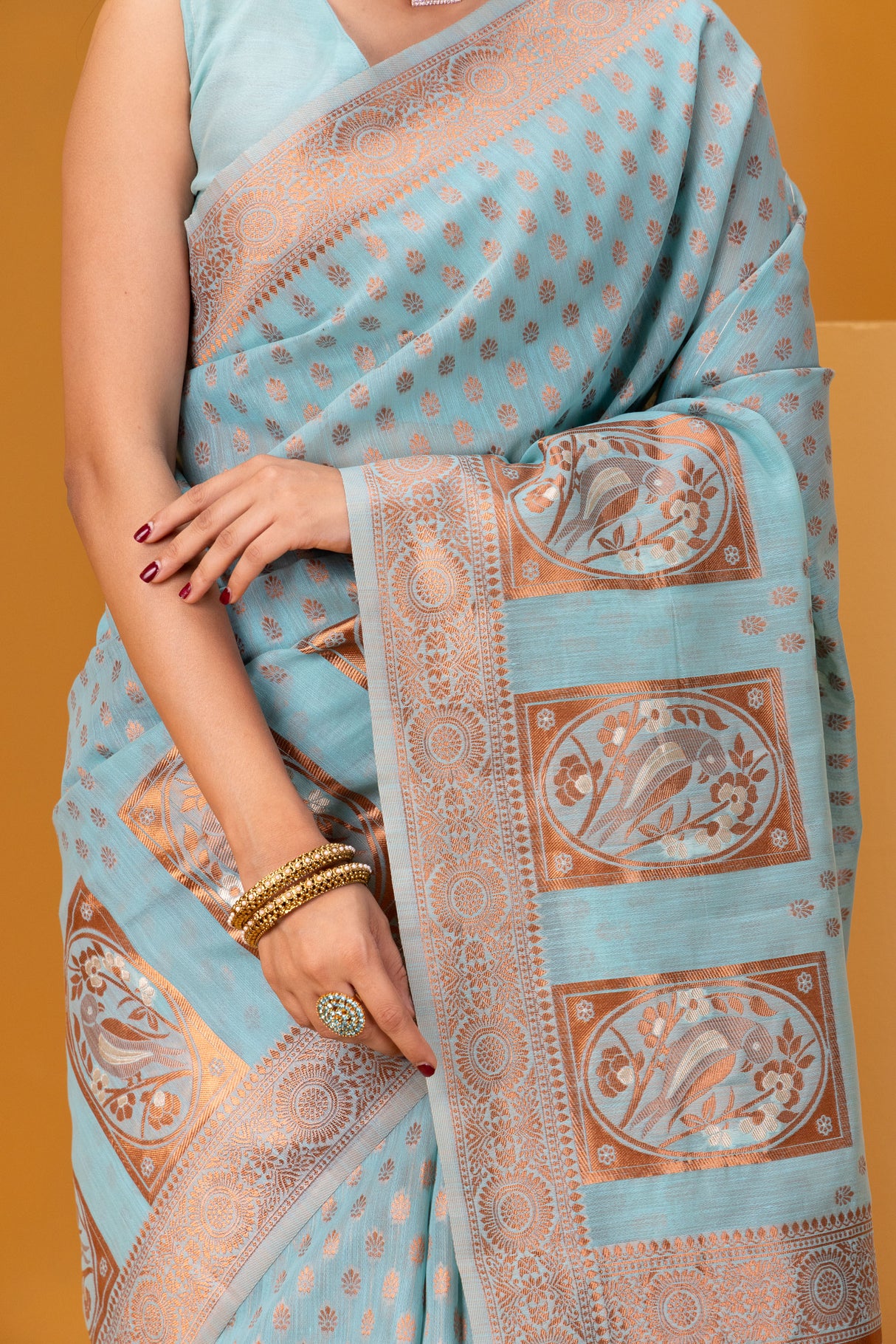 Mimosa Women's Woven Design Banarasi Style Art Silk Saree With Blouse Piece : SA00001807ANFREE